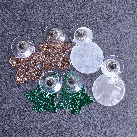 Christmas-Themed Glitter and Pearlescent Earrings Set (NWOT) - Picture 3 of 4